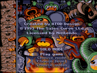 Troddlers title screen for Super Nintendo